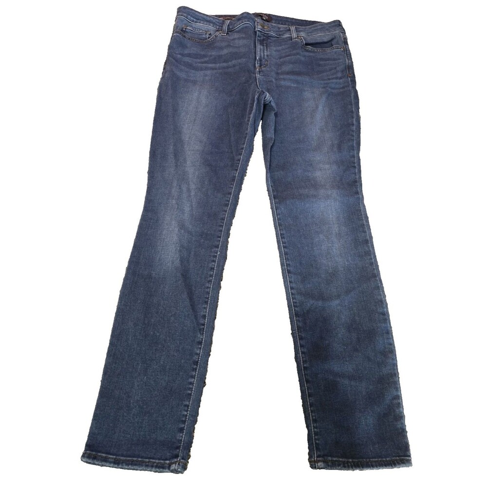 NYDJ Women's Denim Blue Medium Wash Skinny Jeans with 5 Pocket Design Size 16